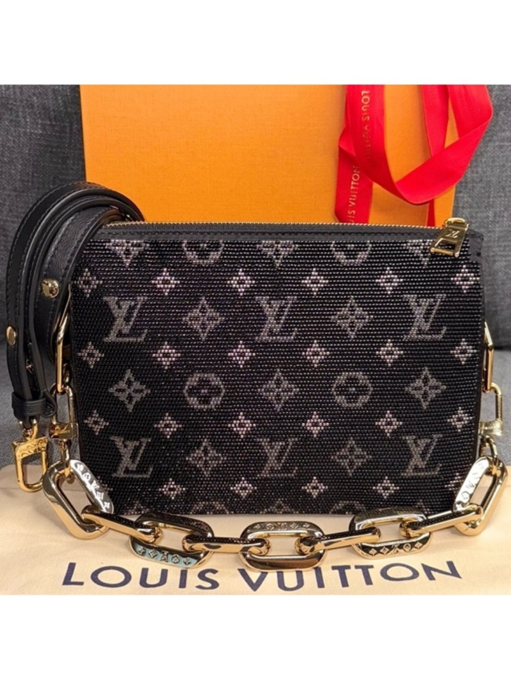 Louis Vuitton Coussin BB BEADED monogram leather/satin special edition bag